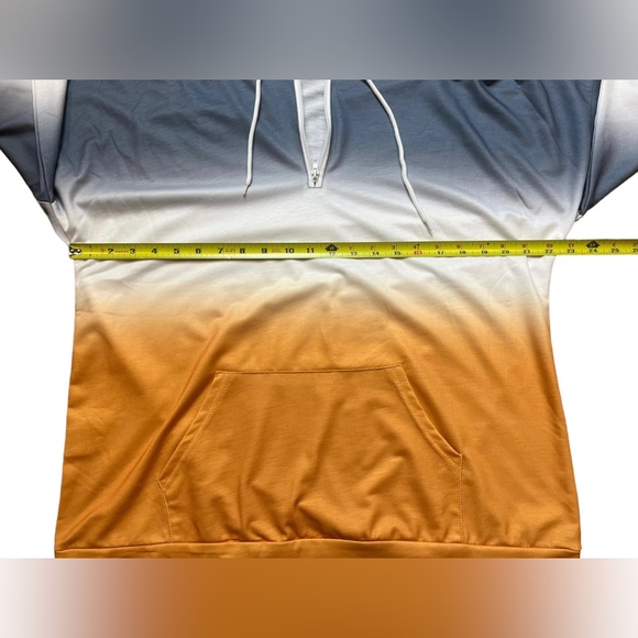 Hoodie XXL 1/4 Zip Grey White Orange Gradient Color Long Sleeve Poly Stretch - Picture 3 of 5